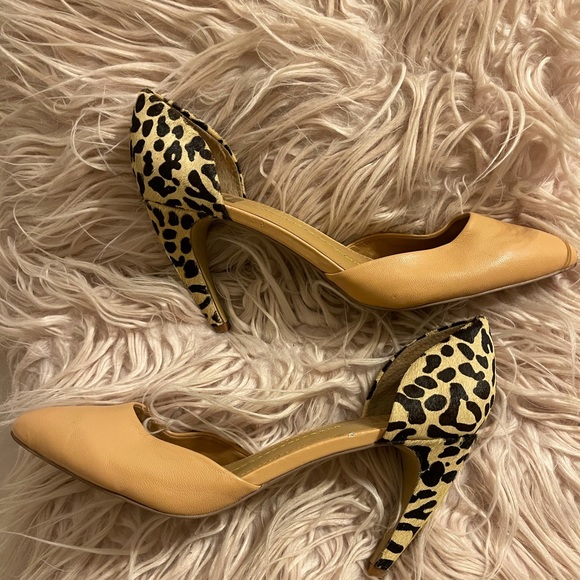 Faux calf hide/leopard print open heel - Picture 1 of 1